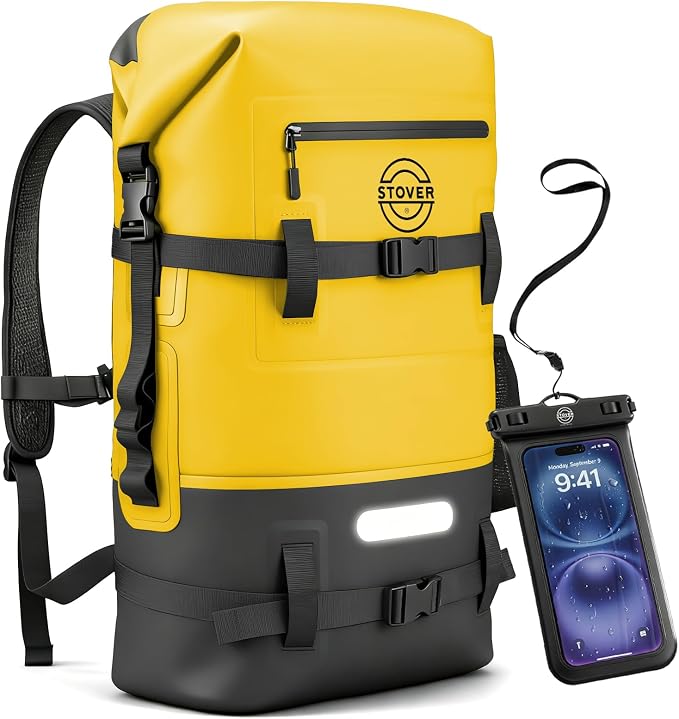 STOVER 5/10/25/30/40/55L Waterproof Dry Bag- Roll-Top Backpack w/Phone Case- by STOVER