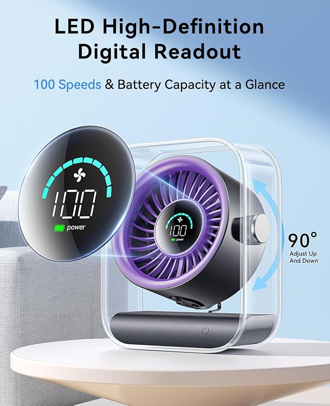 DIGIX Portable Desk Fan for Bedroom, Rechargeable Small Table Fan - Image 5