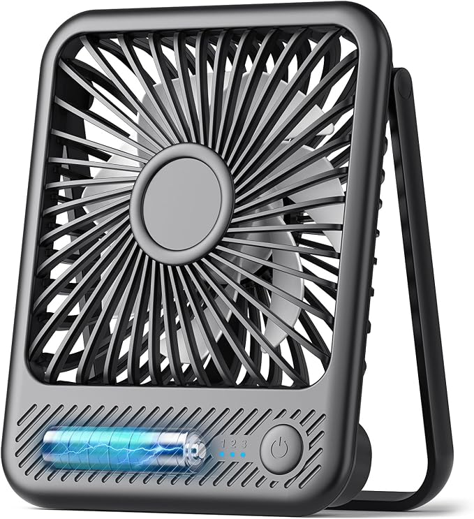 Koonie Battery Operated Desk Fan, Strong Wind, 180° Tilt Folding and 3 Speeds by Koonie