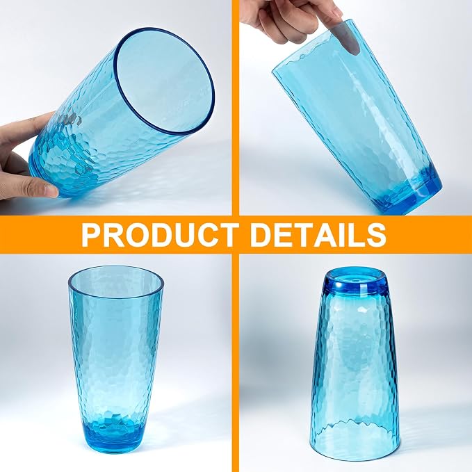 KOXIN-KARLU Hammered 26-ounce Plastic Tumbler Acrylic Glasses - Image 3