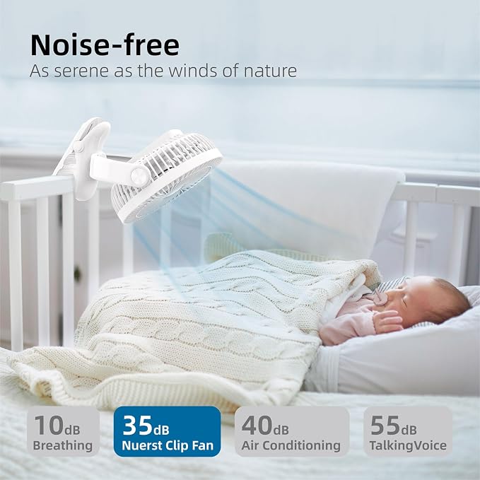 10000mAh 30hrs Rechargeable Clip on Fan, 8 Inch Battery Operated Fan Portable - Image 4