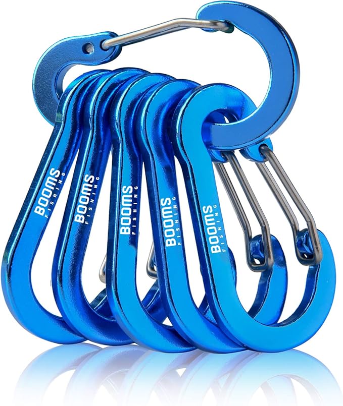 Booms Fishing CC1 Multi-Use Carabiner Clip, 6 Pack Small Caribeener Clips by BoomsFishing