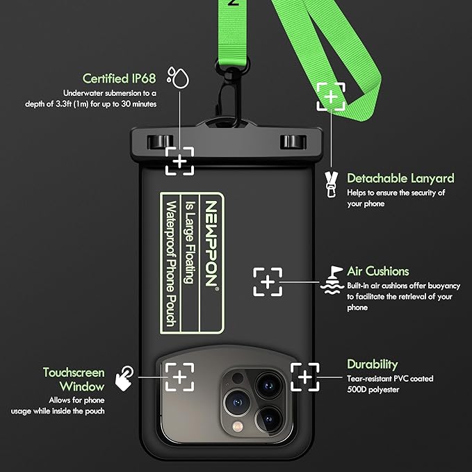 Floating Medium Waterproof Phone Pouch : 2 Pack Float Clear Cell Holder - Image 4
