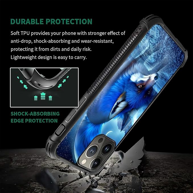 for iPhone 16 Pro Max Case, Snowy Mountain Fox Lake Pattern Graphic Design Girl - Image 5