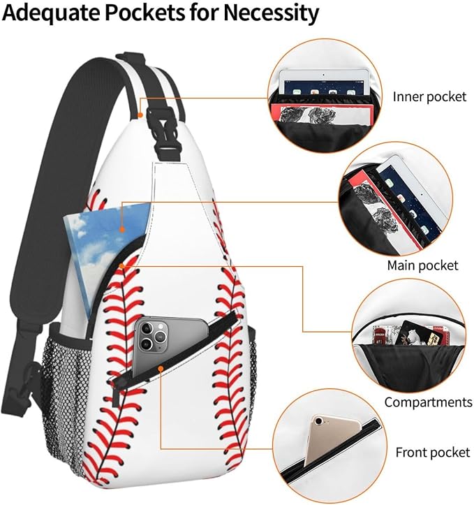 Baseball Crossbody Sling Bags for Women Men Ball Pattern - Image 3