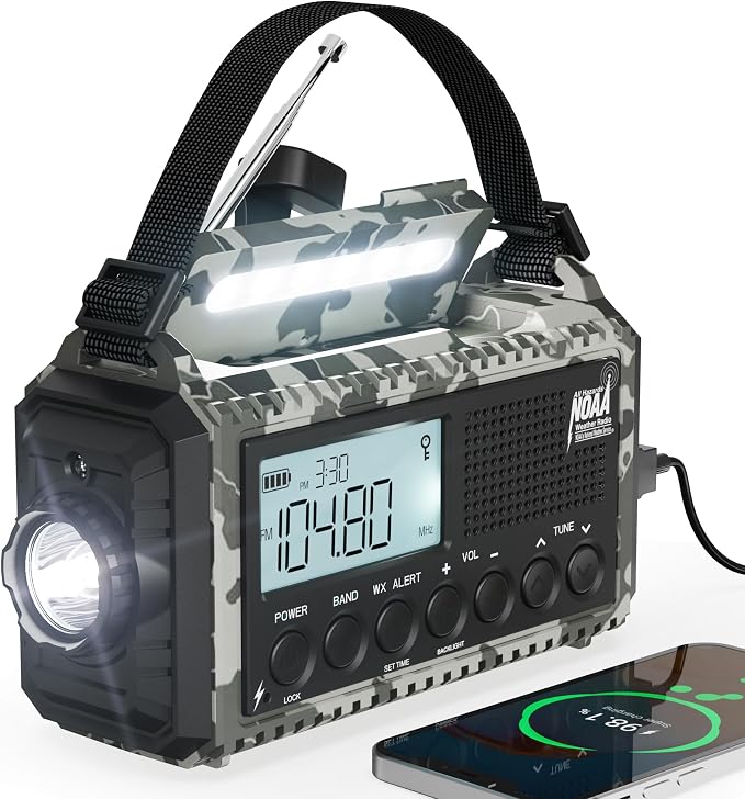 Mesqool Emergency Radio AM/FM/SW/NOAA Weather Radio, 12000 Battery Powered by Mesqool