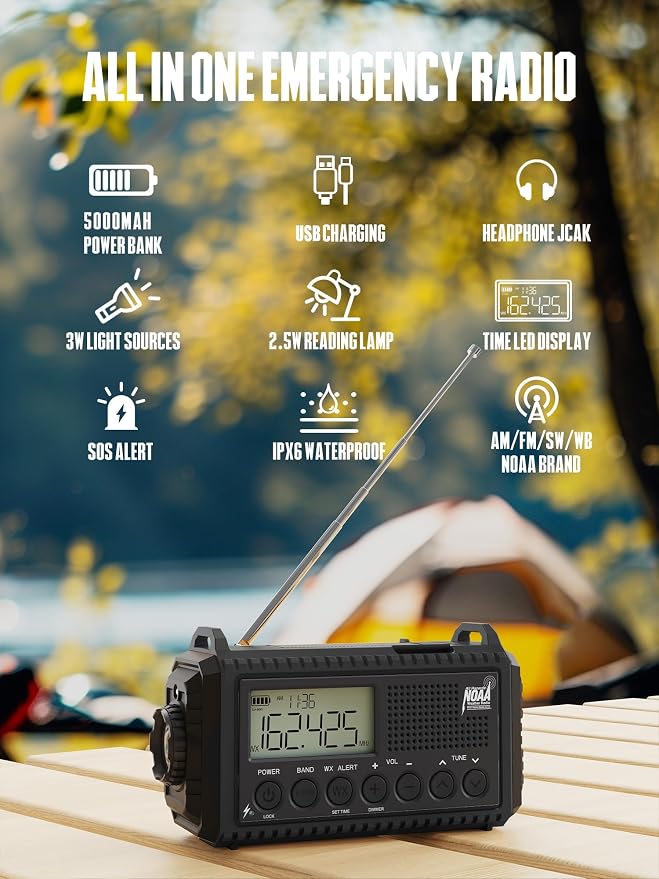 5000 Hand Crank Emergency Radio, NOAA Weather Radio - Image 2