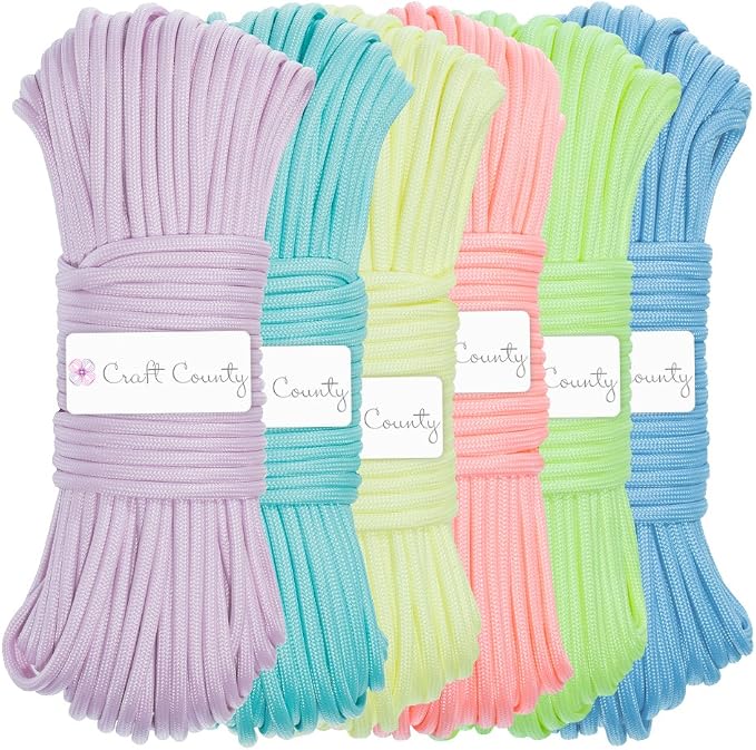 Craft County Glow in The Dark Zesty 21 Strand Luminous 550 Paracord – by CraftCounty