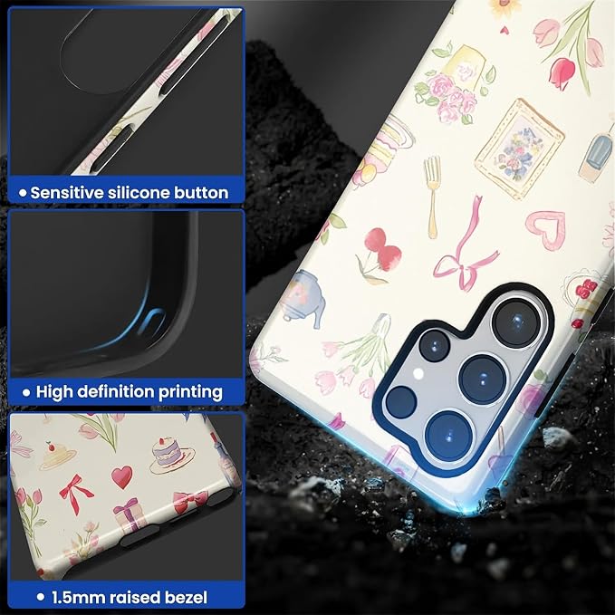 for Samsung Galaxy S25 Ultra Case, HL2 Aesthetic Bow Preppy Collage Hybrid 2 - Image 3