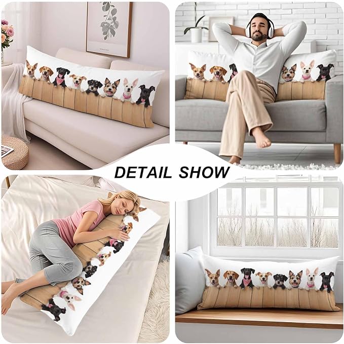 Dog Rectangle Body Pillow Covers Cute Puppy Dogs 20"X54" Couch Body Pillow - Image 5