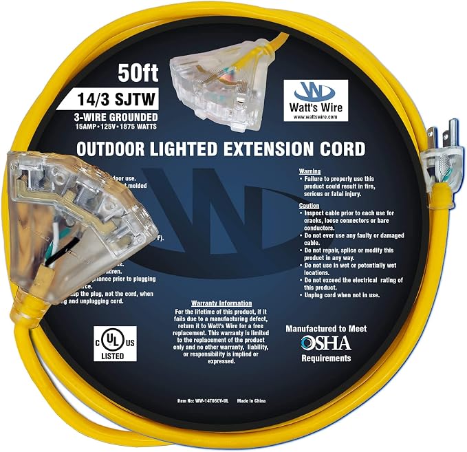 50 ft Outdoor Extension Cord Waterproof - Image 6