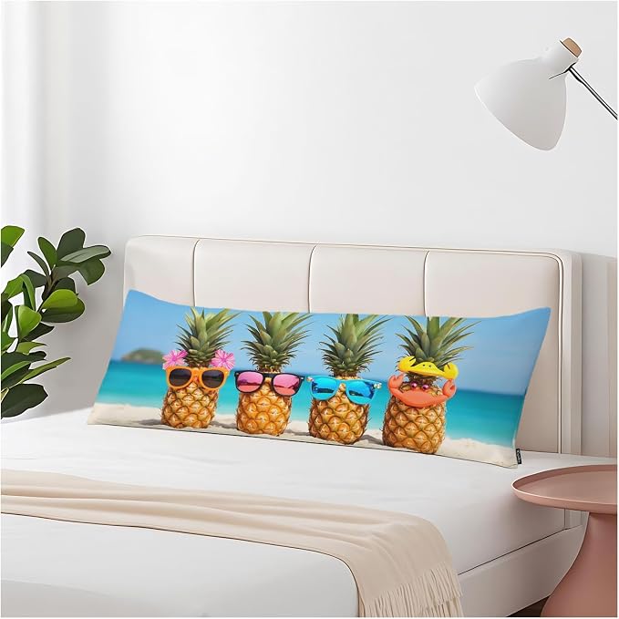 Pineapple Decorative Home Pillow Covers, Beach Pineapples Long Body Pillow by Unknown