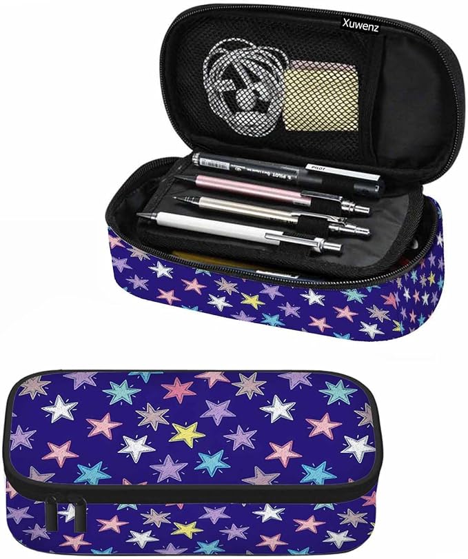 Colorful Stars Pencil Case Woven Stars Purple Blue Red Pencil Bag Pouch Box by Unknown