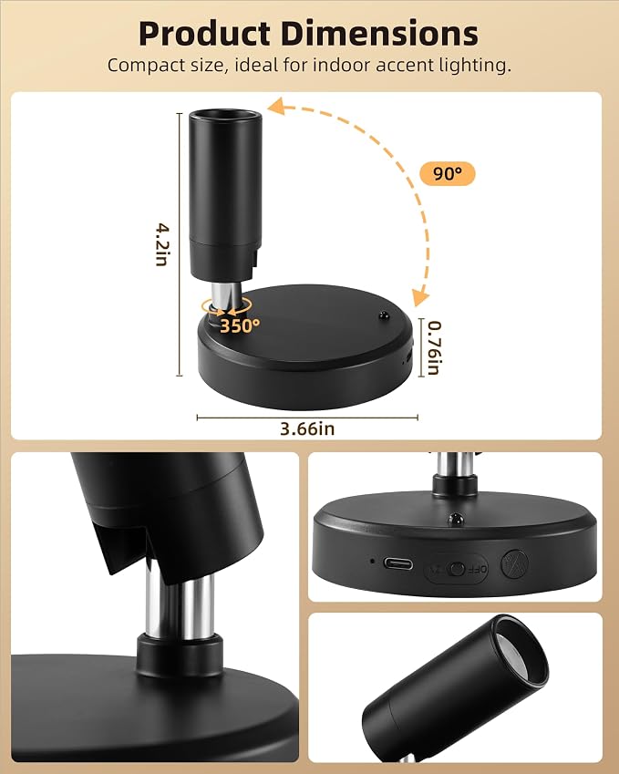 EZVALO Spotlights Indoor with Remote, 5500mAh Rechargeable Picture Lights - Image 5