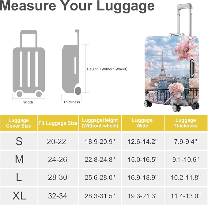 ANNA QUEEN Paris Eiffel Tower Luggage Cover, Romantic City Travel Suitcase - Image 4