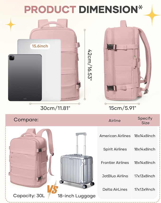 coofay Personal Item Travel Backpack - Image 3