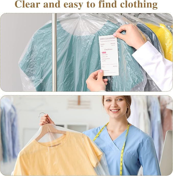 20 Pack Clear Clothes Covers 23.6x47.2 inch Plastic Garment Bags Dry Cleaner - Image 7