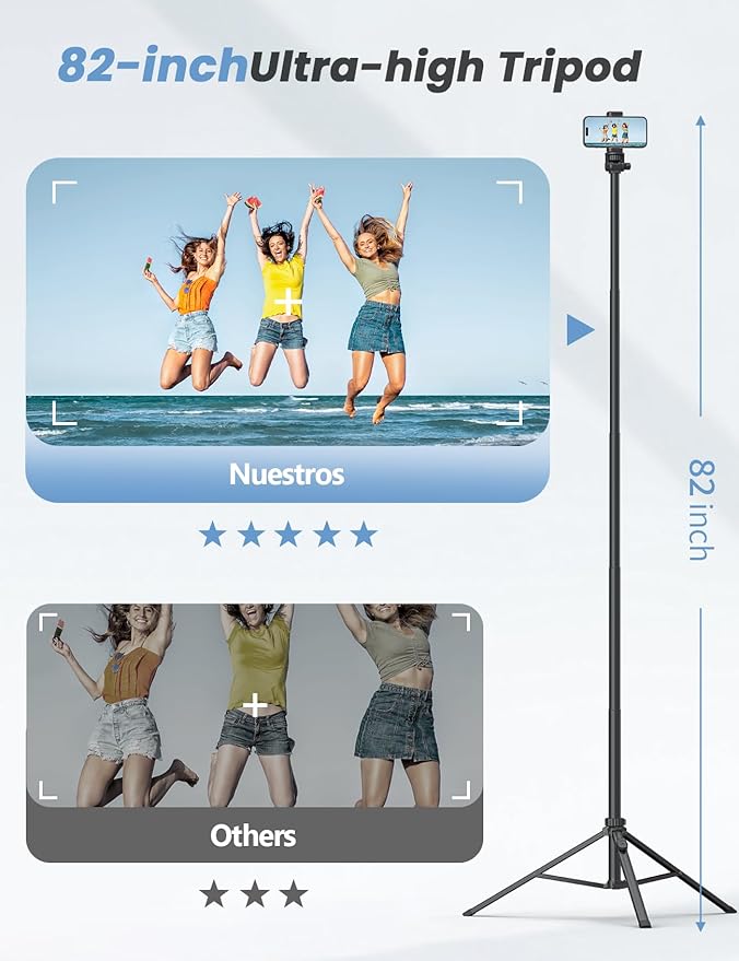 86'' Phone Tripod & Selfie Stick, Tripod - Image 3
