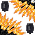 Halloween Orange String Lights Decorations，2 Pack 17.8 Feet 50 LED Battery by Brightown