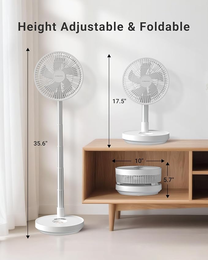 Primevolve Portable Rechargeable Oscillating Fan, Battery Operated Fan - Image 8