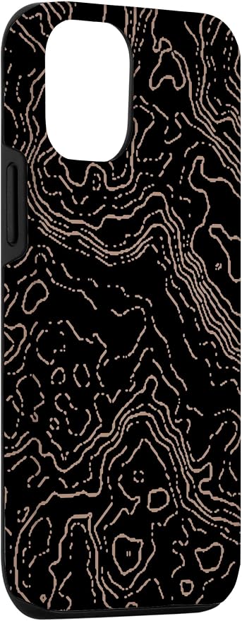 Topography Black & Brown Abstract Pattern Topographic Map Case - Image 3