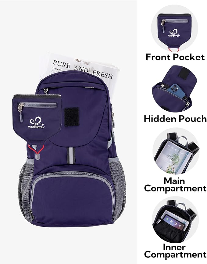 WATERFLY Small Lightweight Packable Backpack: 20l Ultra Light Foldable Travel - Image 5