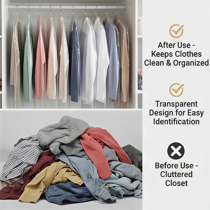 10 Pack Dry Cleaner Bags Plastic Clear, 23.6 x 71In Plastic Garment Bags - Image 3