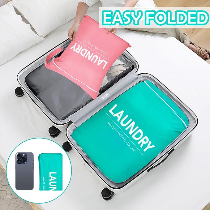 2 Pcs Large Travel Laundry Bag Waterproof Wet Dry Bag Washable Dirty Clothes Bag - Image 3