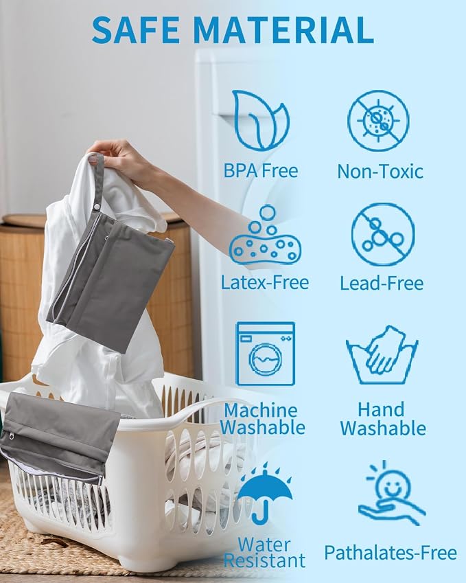 babygoal Wet Dry Bags for Baby Cloth Diapers, Washable Travel Bags, Gym Bag for - Image 6
