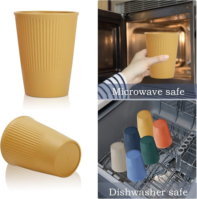 Homienly Drinking Glasses Wheat Straw cups, Unbreakable Alternative to 12oz - Image 5