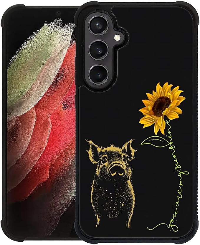 for Samsung Galaxy S23 FE Case, Pig Sunflower Yellow Sunshine Pattern Graphic by FKBRCL4U