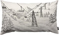 TKS MITLAN Mountain Ski Lift Pillow Cover 12x20 inch Sketch White Wintertime by TKS+MITLAN