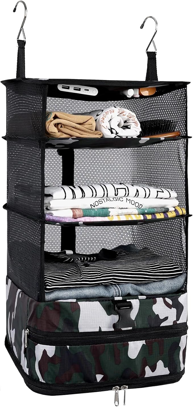 Surblue Hanging Closet Storage Bag Collapsible 3-Shelf Washable Oxford Fabric by SURBLUE