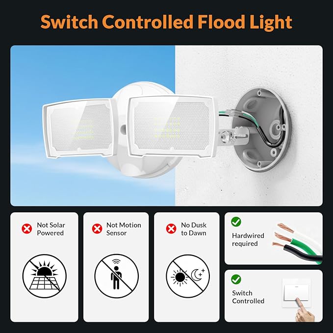LEPOWER 2 Pack 28W 3000LM ‌LED Security Flood Light‌ ‌Outdoor‌, Switch - Image 2