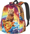 cfpolar 17 Inch Backpack Funny Pizza Cat Rainbow Laptop Bag Shoulder Bag School by homedecorations