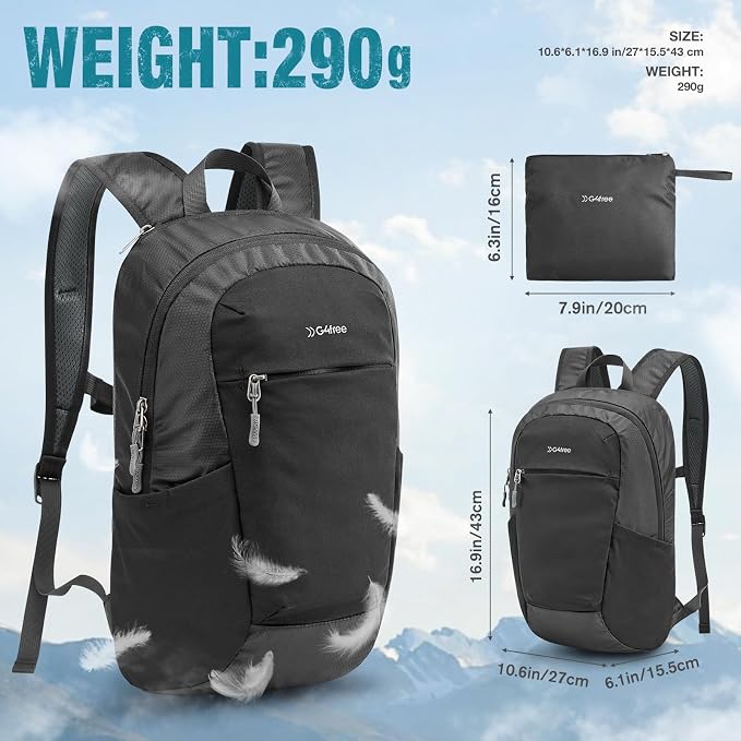 G4Free Small Hiking Backpack 20L Lightweight Foldable Packable Travel Daypack - Image 6