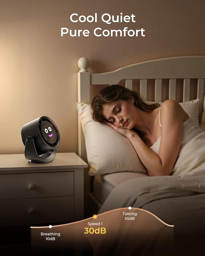 Koonie Desk Fan, LED Display Mini Table Fan, Rechargeable Personal Fan - Image 6