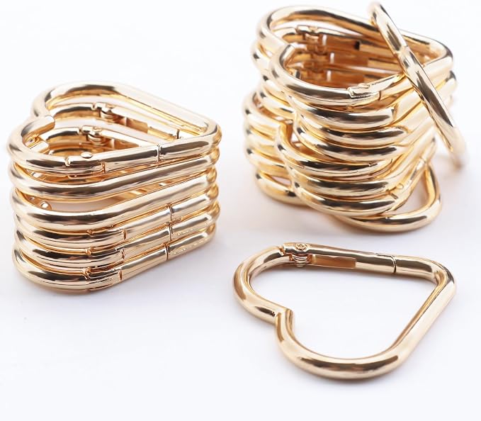 16-Pack Gold Heart Carabiner Clips, Cute Keychain Accessories by MOTOFITOOL