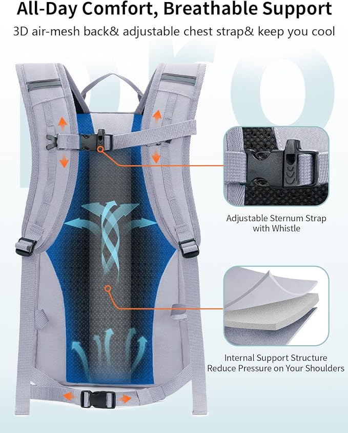 ECOHUB Small Hiking Backpack for Men Women, 20L Lightweight Travel Backpacks - Image 4