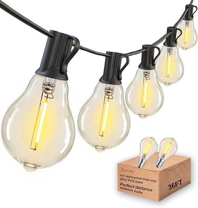 DAMAING LED String Lights Outside 36FT Weatherproof Patio Lights by Lifeisgood