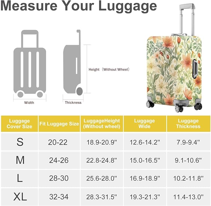 ANNA QUEEN Floral Botanical Luggage Cover, Vintage Flower Suitcase Protector - Image 4