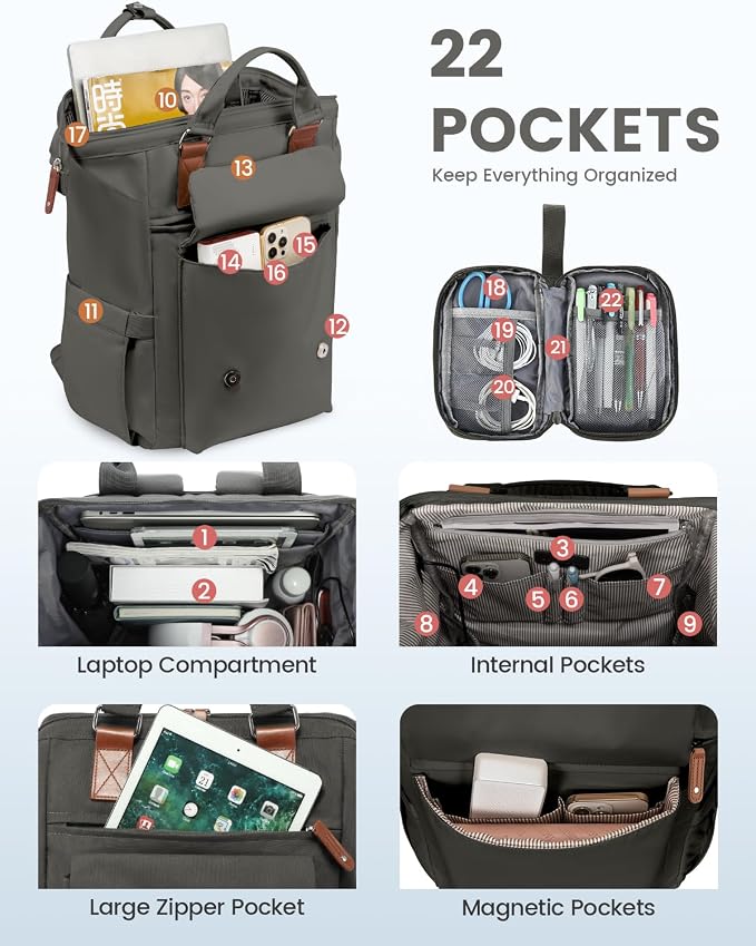 LOVEVOOK Laptop Backpack for Women Work Travel Commuter Backpack Business - Image 3