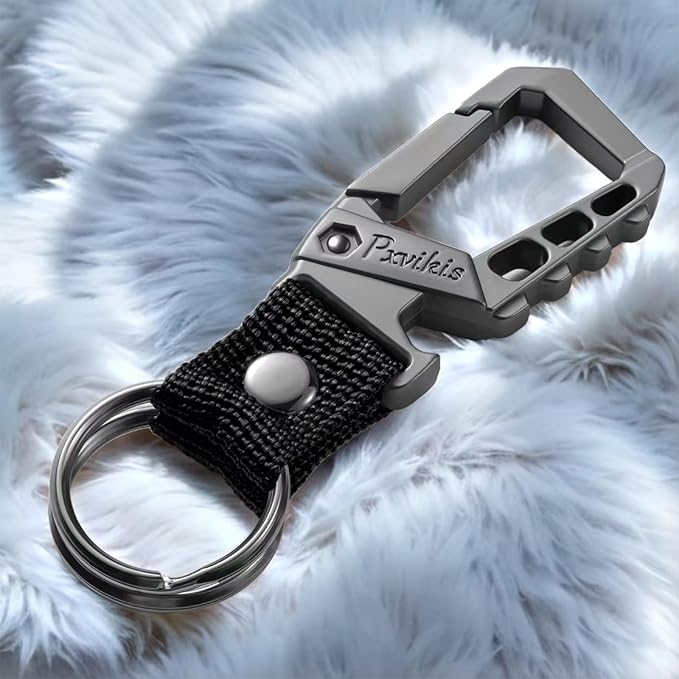 Metal heavy duty key chain carabiner clip bottle opener wrist lanyard ring car - Image 4
