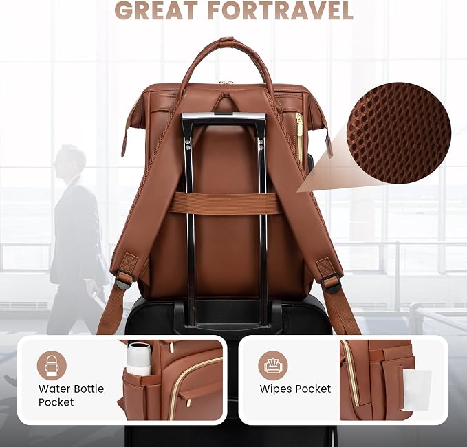 Leather Laptop Backpack for Women - 17in - Image 5