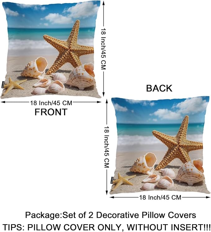 Swono Starfish Decorative Throw Pillow Cushion Covers, Ocean Beach Starfish - Image 6