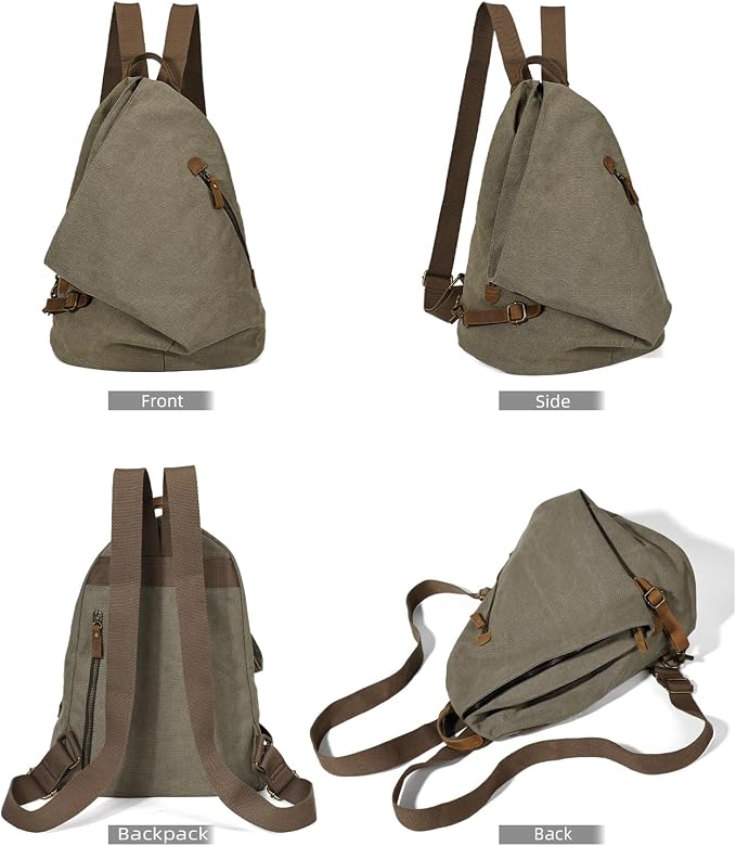 KL928 Canvas Vintage Backpack – Large Casual Daypack Outdoor Travel Rucksack - Image 9