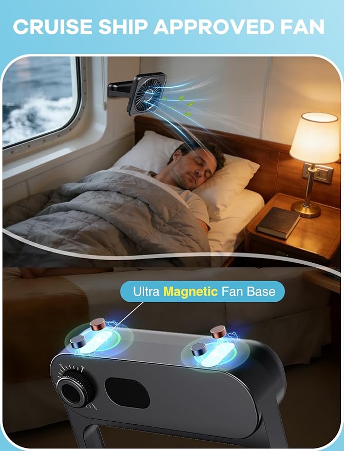 Shintrend Cruise Ship Approved Magnetic Fan, Rechargeable Portable Fan - Image 2