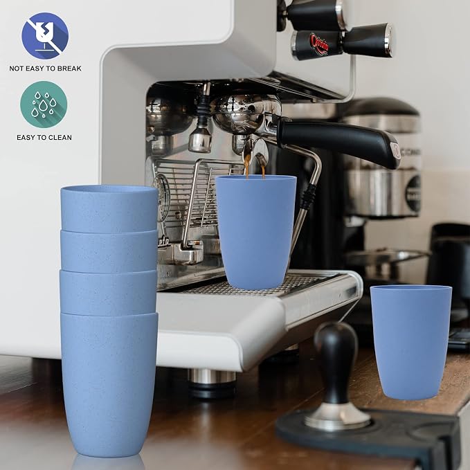Wheat Straw Cups 6 PCS Good Alternative to Plastic Reusable Cups 12 oz - Image 5
