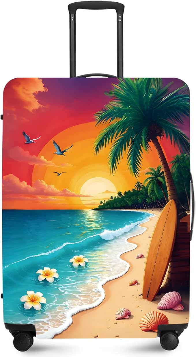 ANNA QUEEN Tropical Sunset Beach Luggage Cover, Stretchable Suitcase Protector by ANNAQUEEN