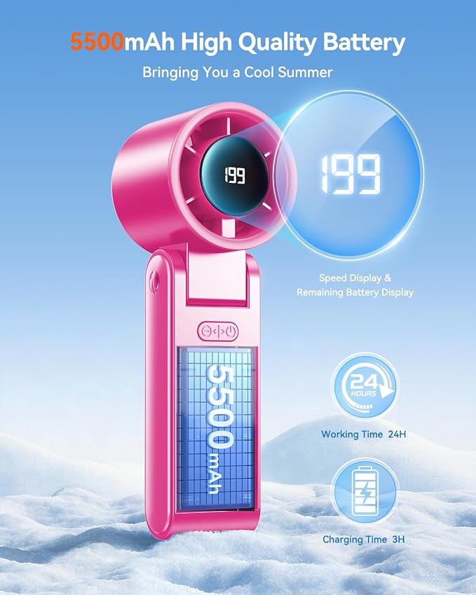 Portable Handheld Turbo Fan, 199 Gear Speed, 24 Hs Cooling Time, 5500mAh - Image 3